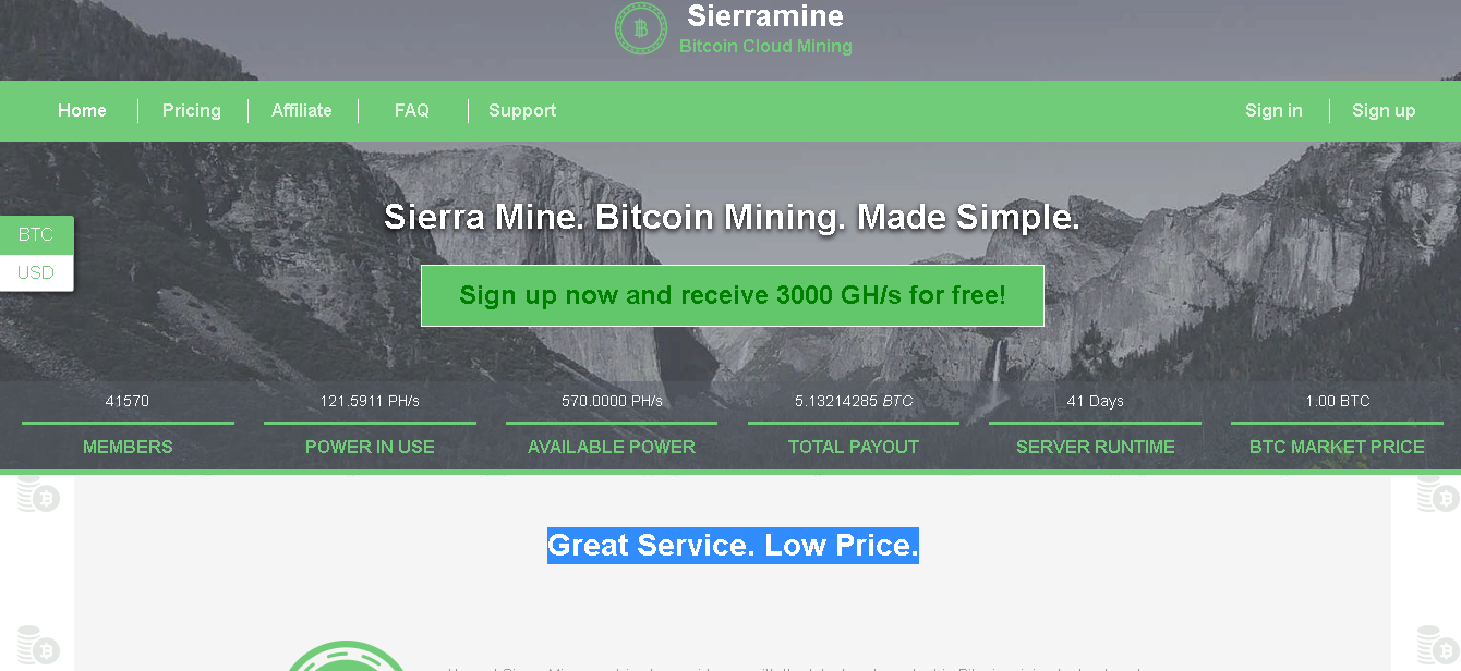 Sierramine - сервис облачного майнинга от мошенников 